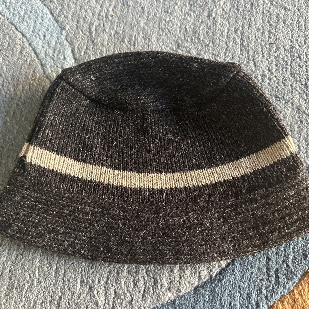 Helena Charcoal Knitted Hat with Cream Stripe